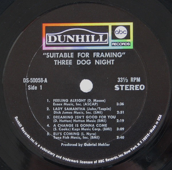 Three Dog Night : Suitable For Framing (LP, Album, Mon)