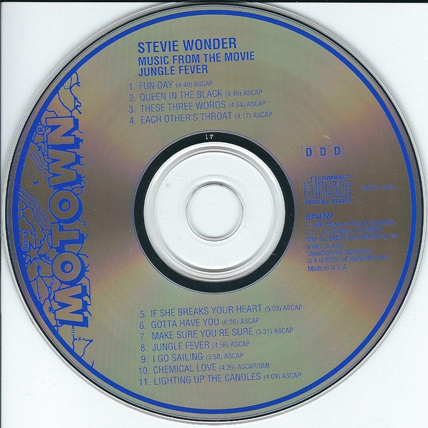 Stevie Wonder : Music From The Movie "Jungle Fever" (CD, Album, Club)