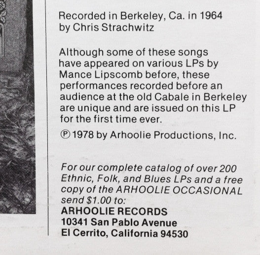 Mance Lipscomb : You'll Never Find Another Man Like Mance (LP, Album)