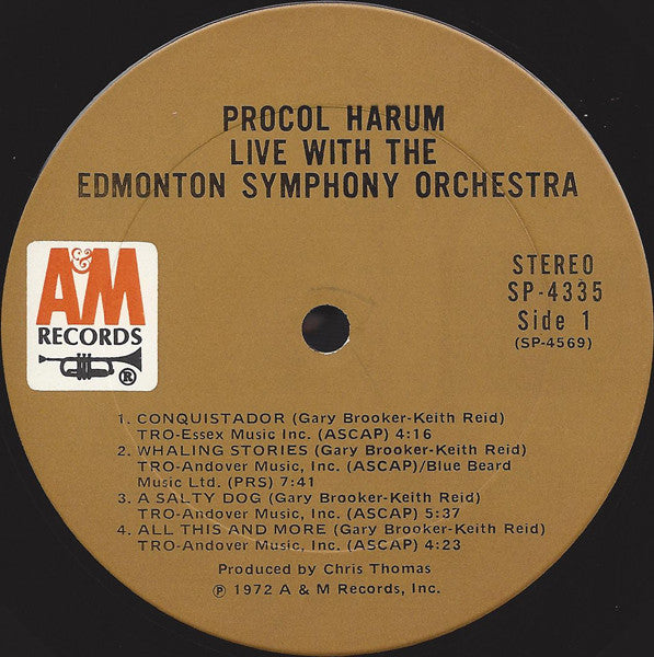 Procol Harum In Concert With The Edmonton Symphony Orchestra : Live (LP, Album, Ter)