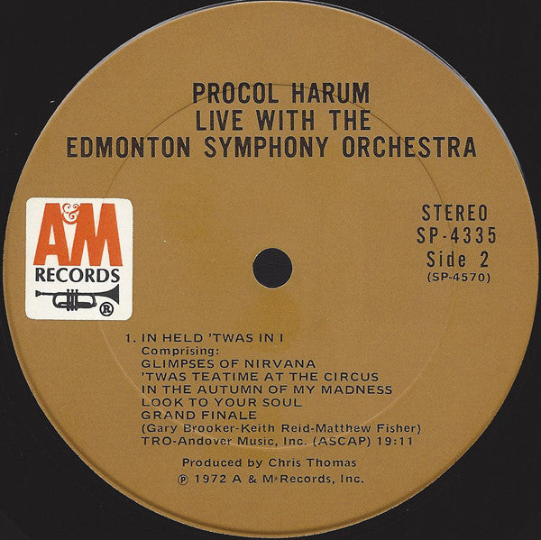 Procol Harum In Concert With The Edmonton Symphony Orchestra : Live (LP, Album, Ter)