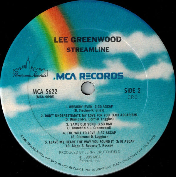 Lee Greenwood : Streamline (LP, Album, Club)