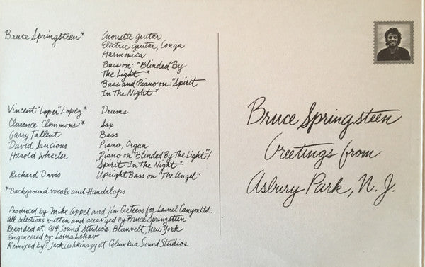 Bruce Springsteen : Greetings From Asbury Park, N.J. (LP, Album, RE, Car)