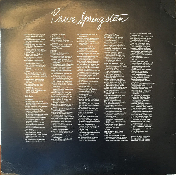 Bruce Springsteen : Greetings From Asbury Park, N.J. (LP, Album, RE, Car)