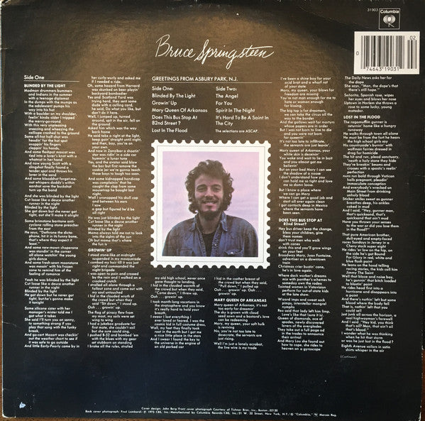 Bruce Springsteen : Greetings From Asbury Park, N.J. (LP, Album, RE, Car)