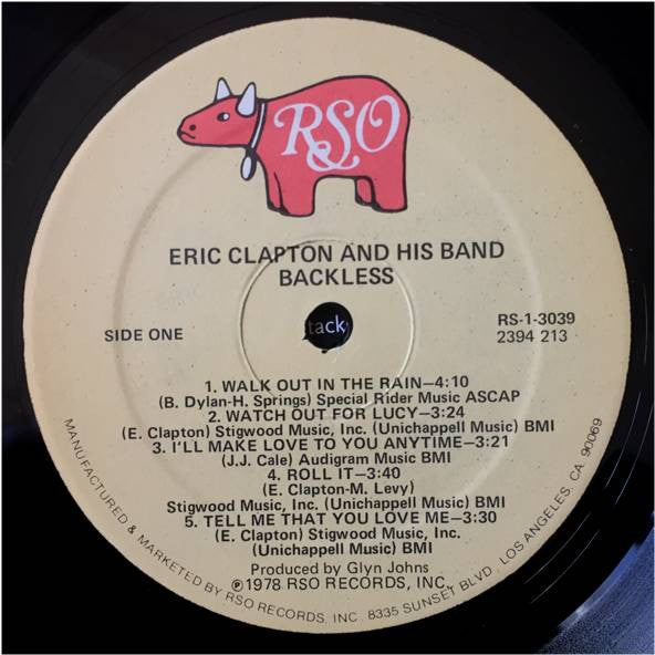 Eric Clapton : Backless (LP, Album, GRT)