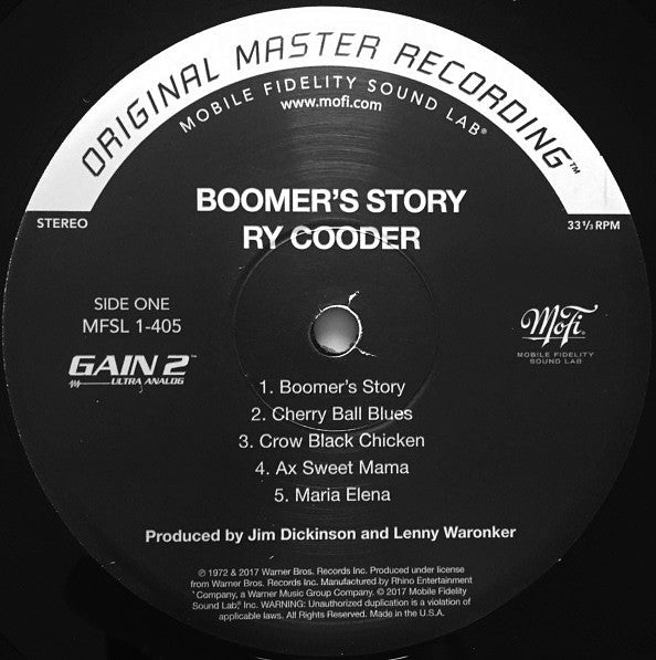 Ry Cooder : Boomer's Story (LP, Album, Ltd, Num, RM, 180)