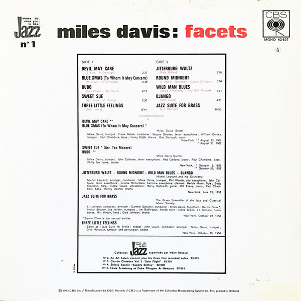 Miles Davis : Facets (LP, Comp, Mono)