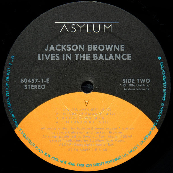Jackson Browne : Lives In The Balance (LP, Album, All)