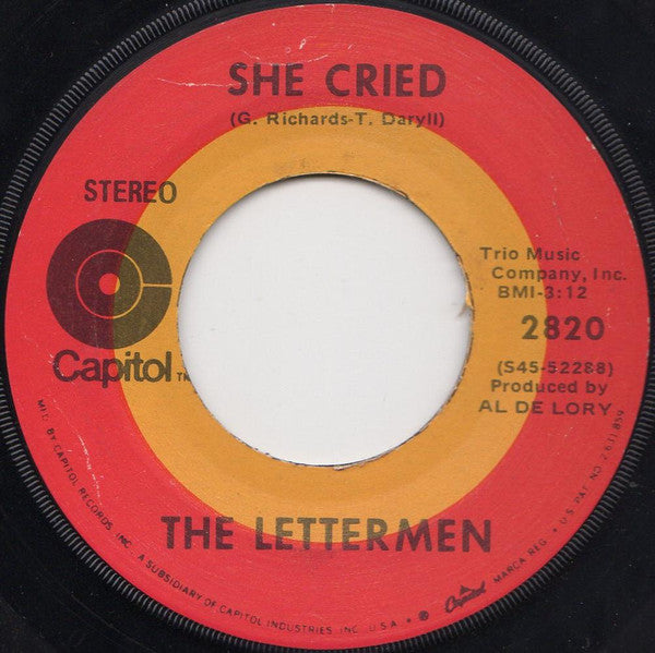 The Lettermen : For Love / She Cried (7", Jac)