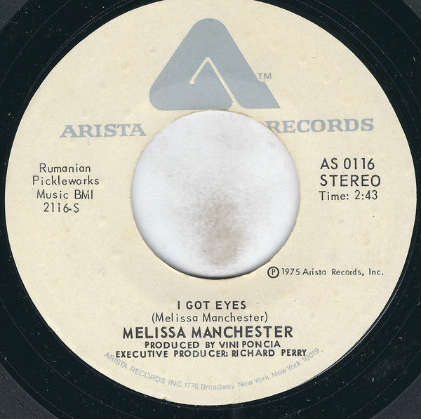 Melissa Manchester : Midnight Blue / I Got Eyes (7", Styrene, PRC)