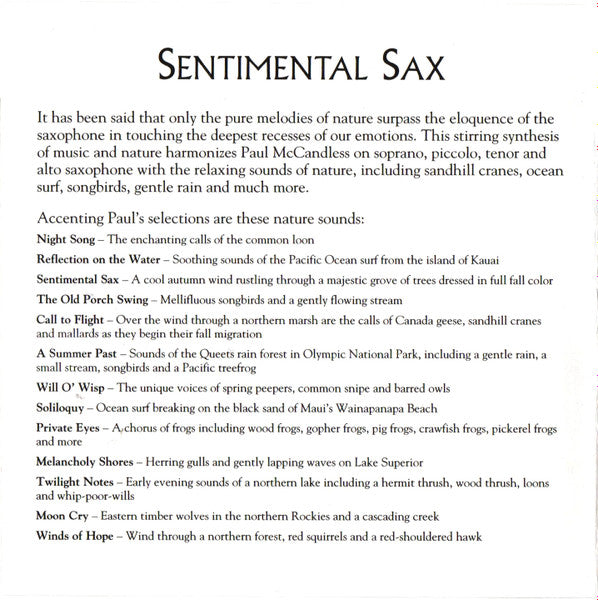 Paul McCandless : Sentimental Sax (CD, Album)