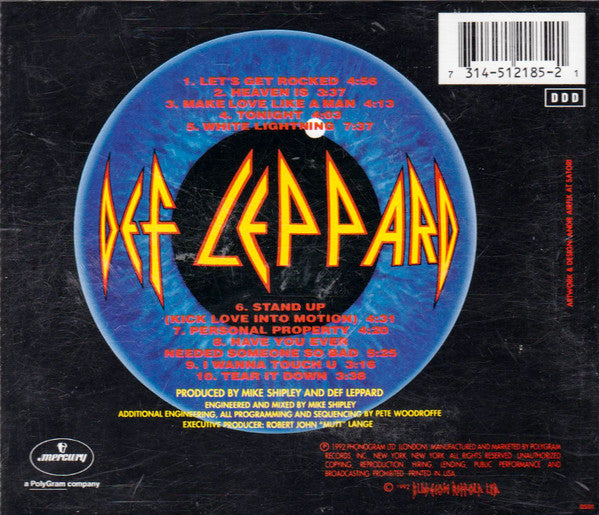 Def Leppard : Adrenalize (CD, Album, RP)