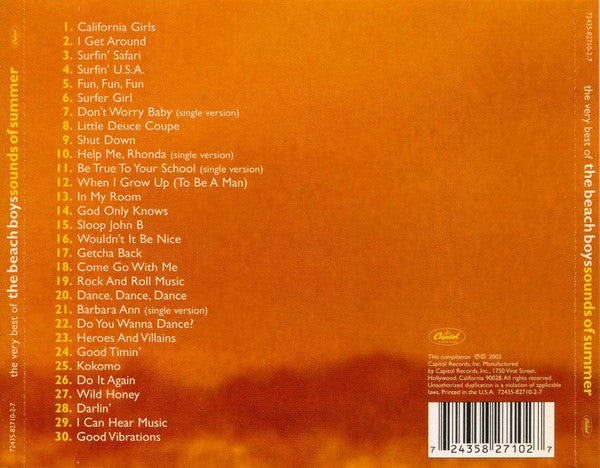 The Beach Boys : The Very Best Of The Beach Boys: Sounds Of Summer (CD, Comp, Mono, Cin)
