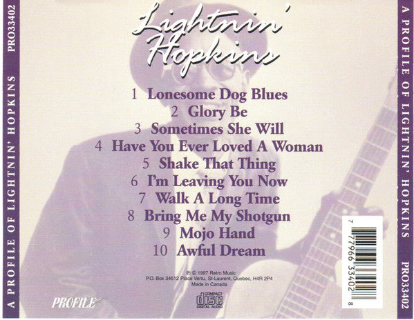 Lightnin' Hopkins : A Profile Of Lightnin' Hopkins (CD, Comp)