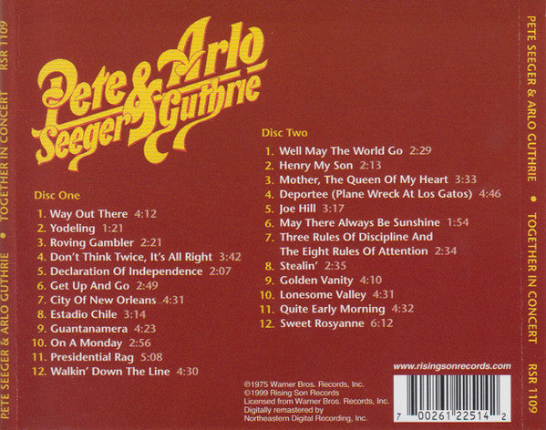 Pete Seeger & Arlo Guthrie : Pete Seeger & Arlo Guthrie Together In Concert (2xCD, Album, RE)
