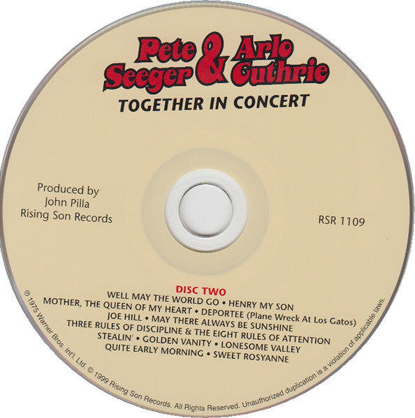 Pete Seeger & Arlo Guthrie : Pete Seeger & Arlo Guthrie Together In Concert (2xCD, Album, RE)