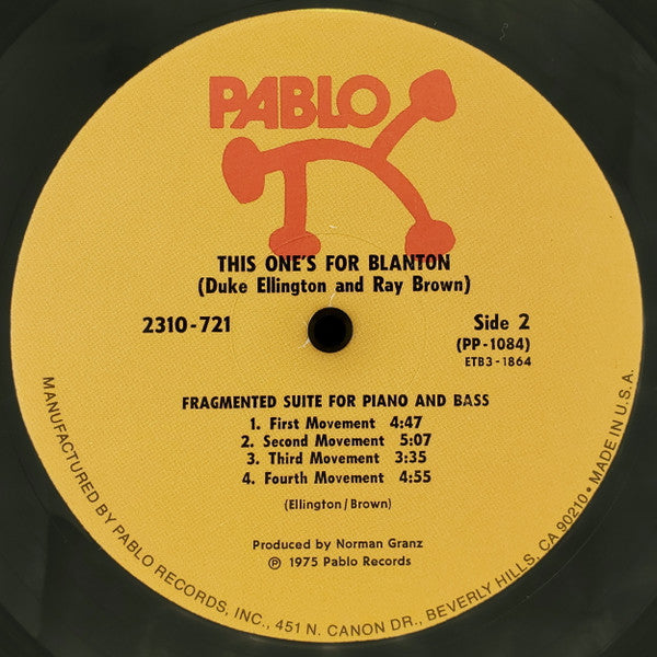 Duke Ellington And Ray Brown : This One's For Blanton (LP, Album, RE)