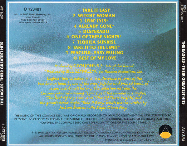 Eagles : Their Greatest Hits (1971-1975) (CD, Album, Comp, Club, RE, All)