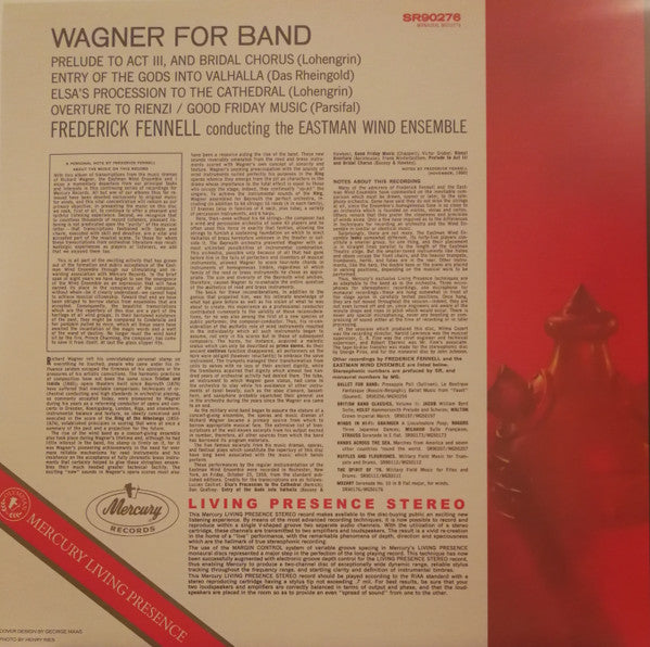 Richard Wagner, Frederick Fennell, Eastman Wind Ensemble : Wagner For Band (LP, Album, RE)