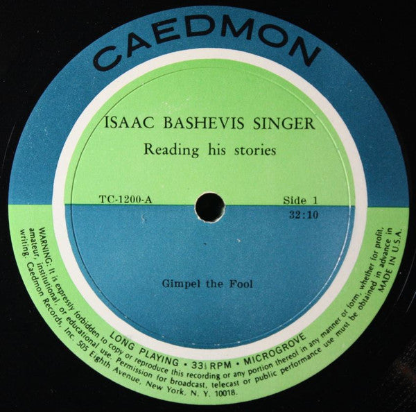 Isaac Bashevis Singer : Reading Gimpel The Fool And The Man Who Came Back (LP)