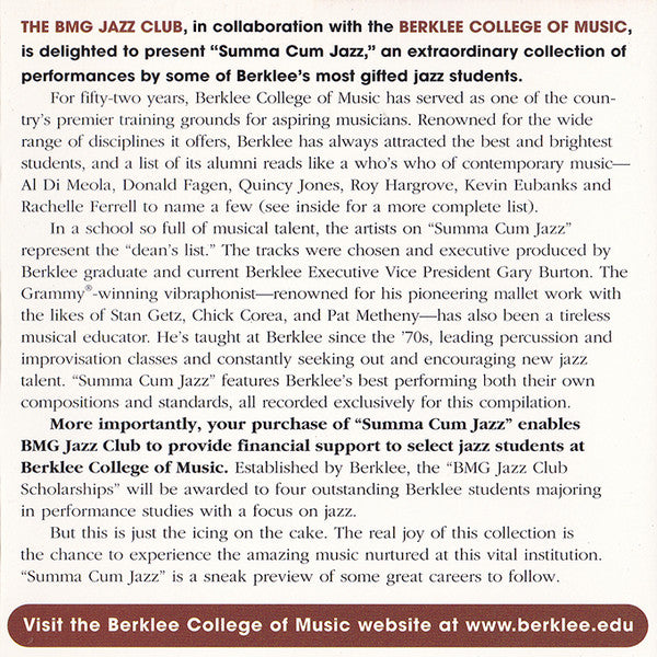 Various : Summa Cum Jazz - The Best Of Berklee College Of Music 1997 (CD, Comp, Club)