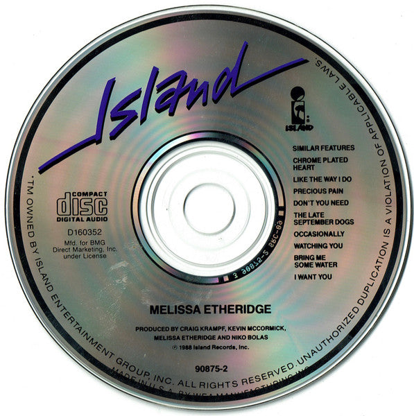 Melissa Etheridge : Melissa Etheridge (CD, Album, Club, RP)