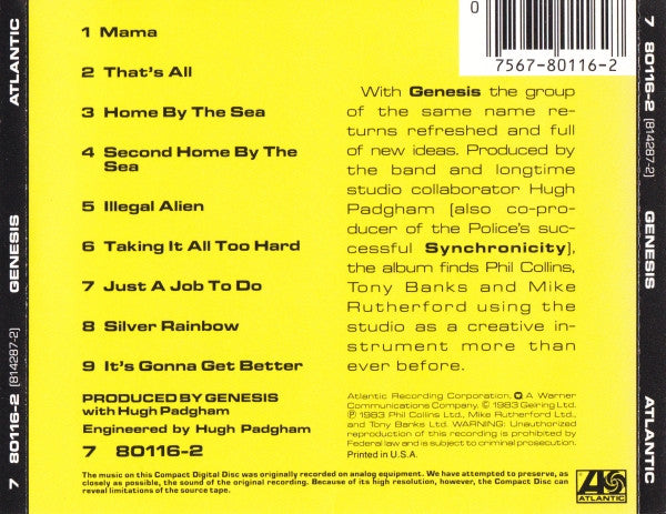 Genesis : Genesis (CD, Album, RE, SRC)