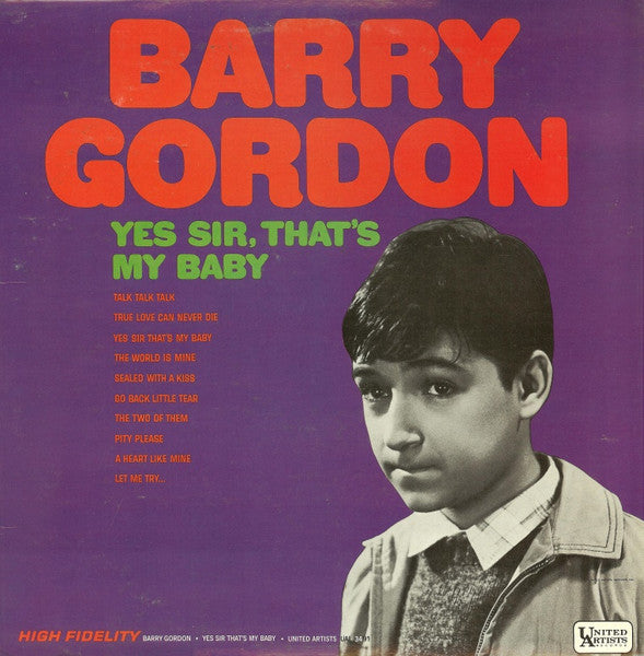 Barry Gordon : Yes Sir, That's My Baby (LP, Album, Mono)