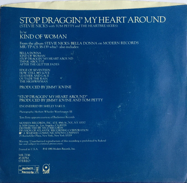 Stevie Nicks With Tom Petty And The Heartbreakers : Stop Draggin' My Heart Around (7", Single, SP )