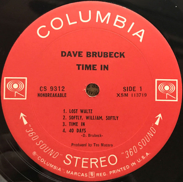 Dave Brubeck : Time In (LP, Album, San)