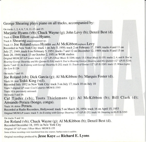 George Shearing : Verve Jazz Masters 57 (CD, Comp)