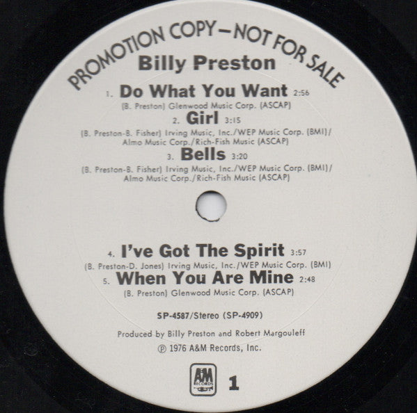 Billy Preston : Billy Preston (LP, Album, Promo)