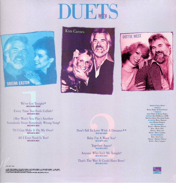Kenny Rogers With Kim Carnes, Sheena Easton & Dottie West : Duets (LP, Comp, Club, Car)