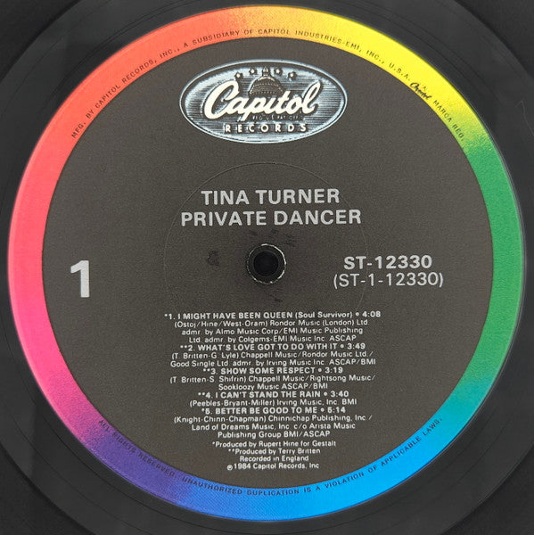 Tina Turner : Private Dancer (LP, Album, Win)