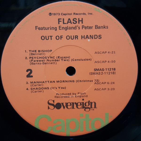 Flash (25) Featuring England's Peter Banks : Out Of Our Hands (LP, Album, Jac)