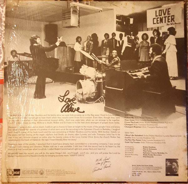 Walter Hawkins And The Love Center Choir : Love Alive (LP, Album, Yel)
