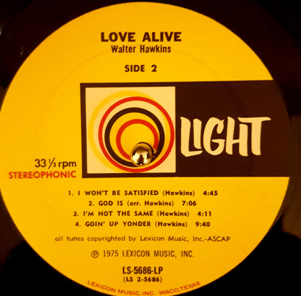 Walter Hawkins And The Love Center Choir : Love Alive (LP, Album, Yel)