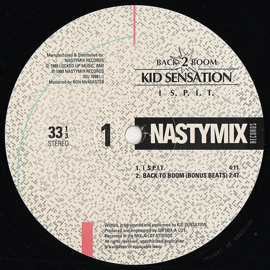 Kid Sensation : Back 2 Boom / I S.P.I.T. (12")