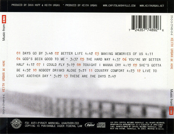 Keith Urban : Be Here (CD, Album)