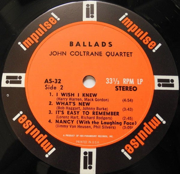 John Coltrane Quartet* : Ballads (LP, Album, RE, Gat)