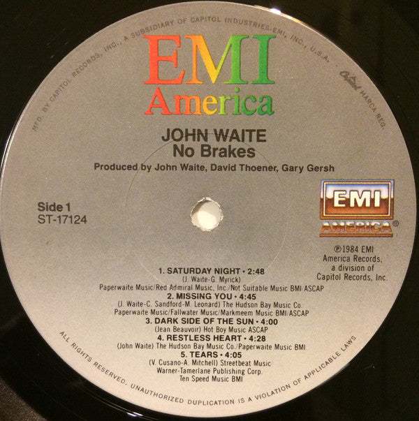 John Waite : No Brakes (LP, Album, Win)