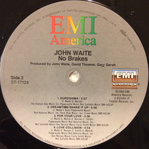 John Waite : No Brakes (LP, Album, Win)