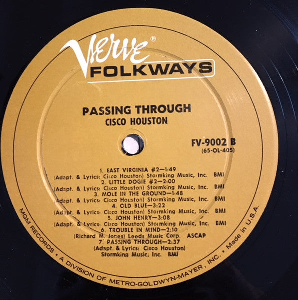 Cisco Houston : Passing Through (LP, Album, Comp, Mono)