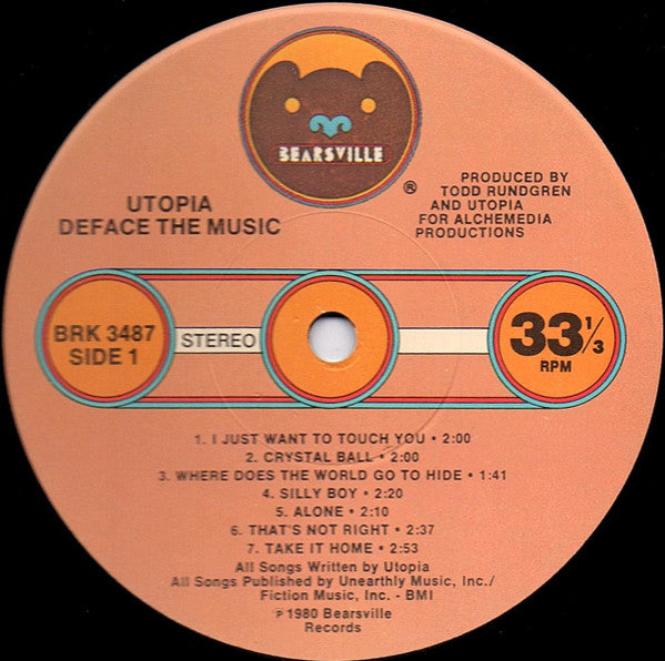 Utopia (5) : Deface The Music (LP, Album, Jac)