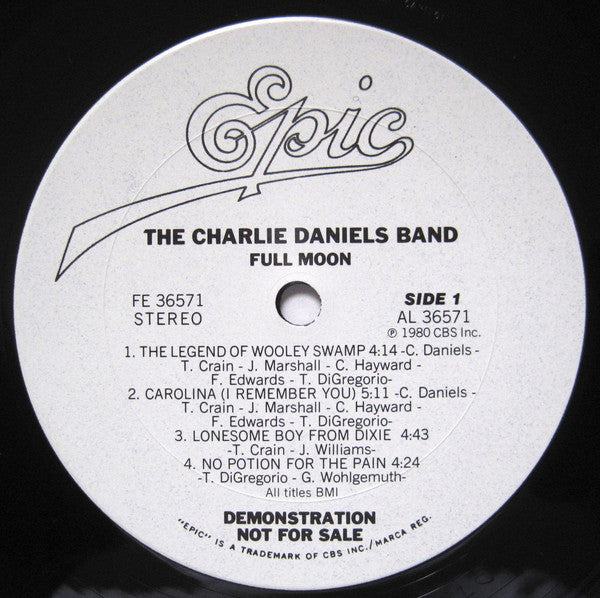 The Charlie Daniels Band : Full Moon (LP, Album, Promo)