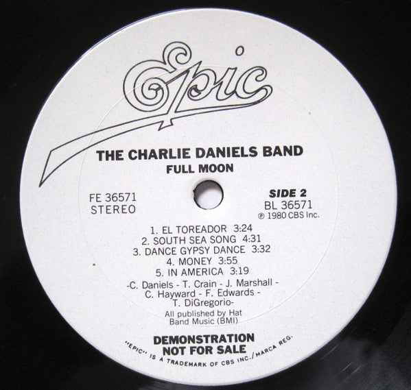The Charlie Daniels Band : Full Moon (LP, Album, Promo)