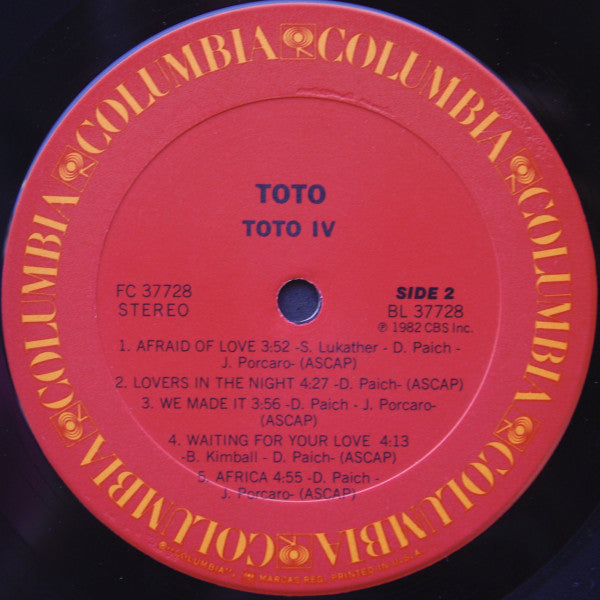 Toto : Toto IV (LP, Album, Pit)