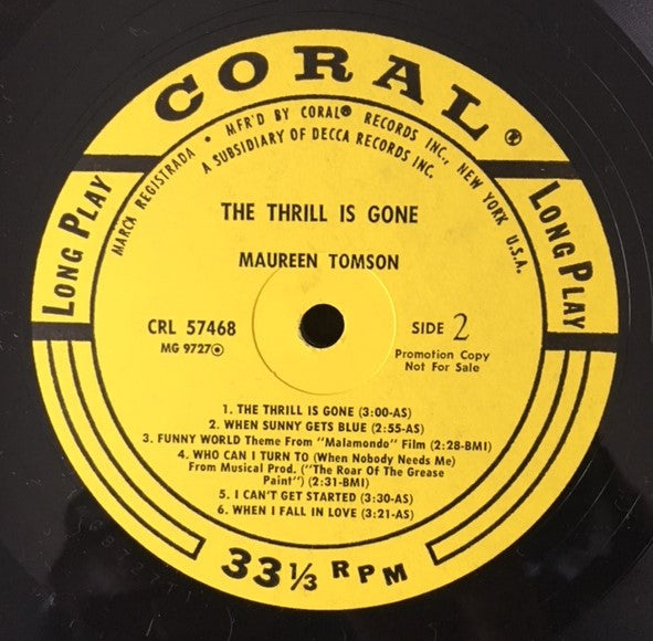 Maureen Tomson : The Thrill Is Gone (LP, Album, Mono, Promo)