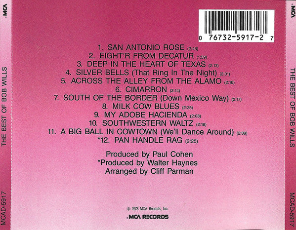 Bob Wills : The Best Of Bob Wills (CD, Comp, RE)